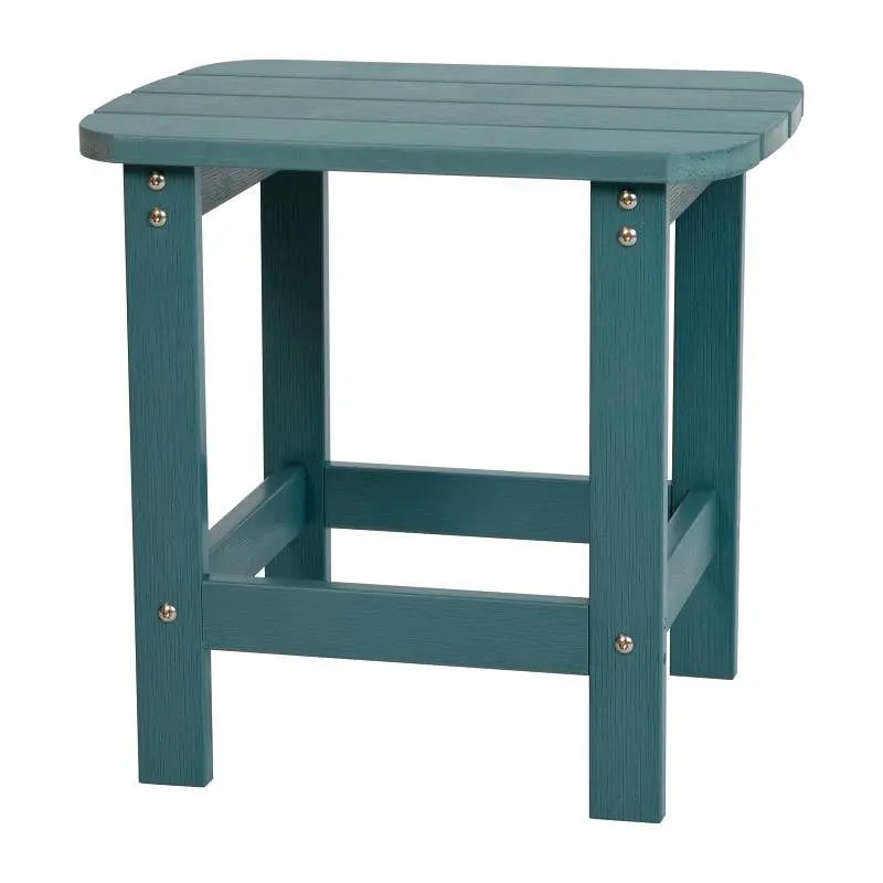 Flash Simple Furniture Charlestown All-Weather Poly Resin Wood Adirondack Side Table Sea Foam, JJ-T14001-SFM-GG Flash Furn...