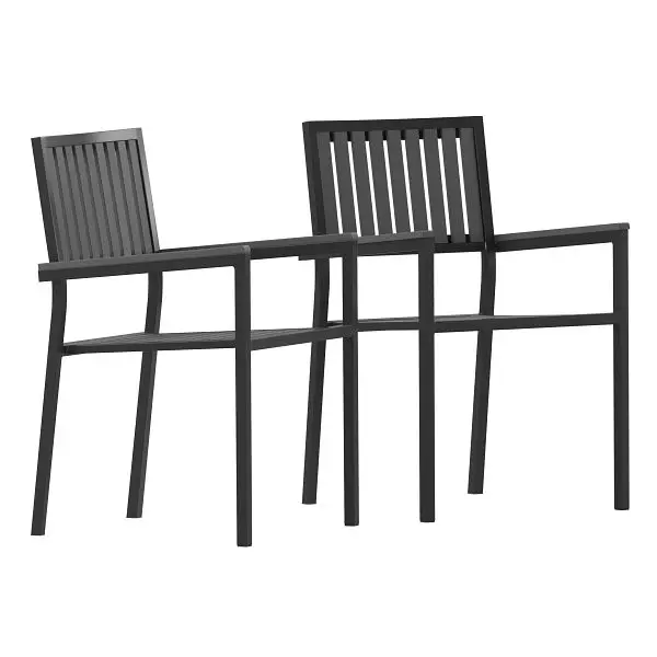 Flash Small Furniture Harris Commercial Indoor/Outdoor Stacking Club Chairs Black Poly Resin Slatted Backs and Seats, Set ...
