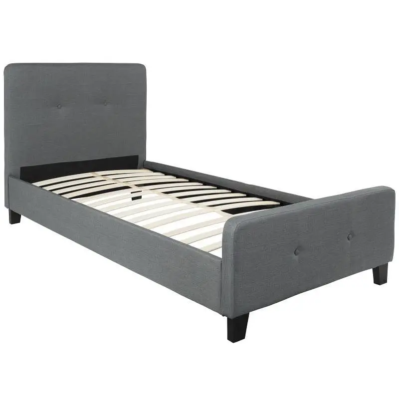 Flash Small Furniture Tribeca Twin Size Tufted Upholstered Platform Bed Dark Silver Gray Fabric, HG-29-GG Flash Furniture