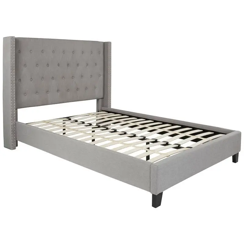 Flash Smooth Furniture Riverdale Full Size Tufted Upholstered Platform Bed Light Gray Fabric, HG-42-GG Flash Furniture