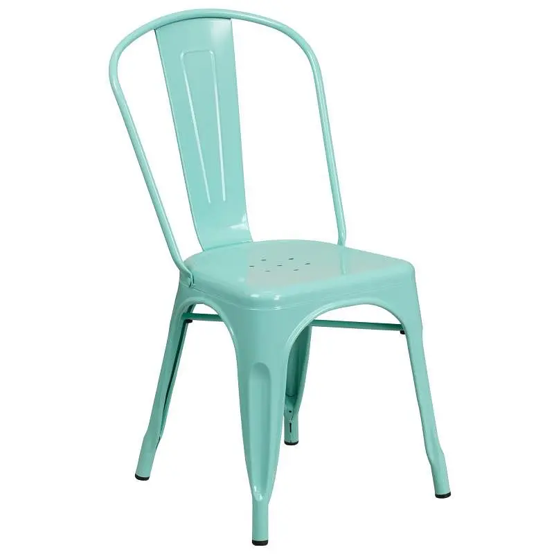 Flash Smooth Furniture Tenley Commercial Grade Mint Emerald Metal Indoor-Outdoor Stackable Chair, ET-3534-MINT-GG Flash Fu...