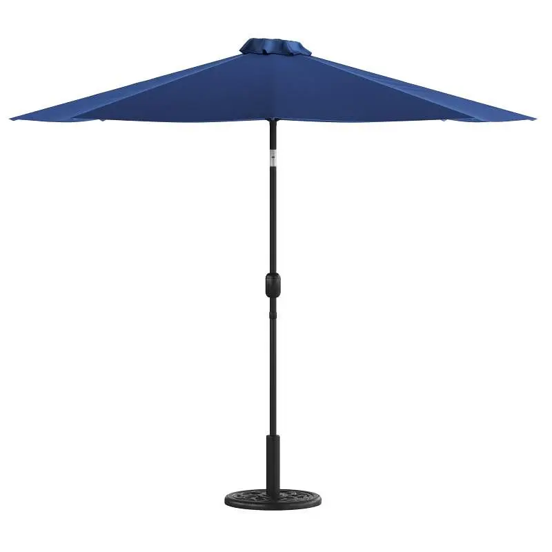 Flash Standard Furniture Sunny Navy 9 FT Round Umbrella Crank and Tilt Function and Standing Umbrella Base, GM-402003-UB19...