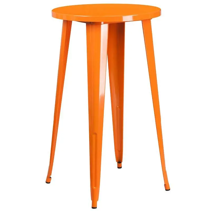 Flash Strong Furniture James Commercial Grade 24" Round Orange Metal Indoor-Outdoor Bar Height Table, CH-51080-40-OR-...