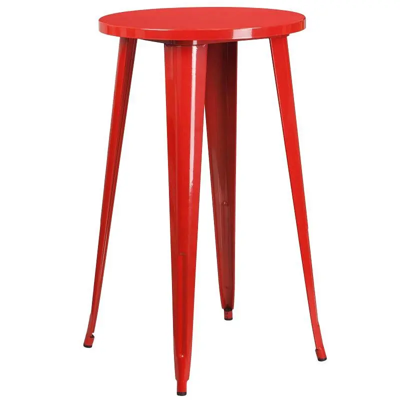 Flash Strong Furniture James Commercial Grade 24" Round Scarlet Metal Indoor-Outdoor Bar Height Table, CH-51080-40-RE...