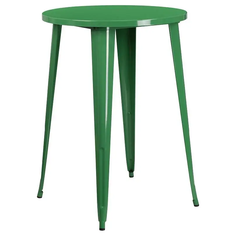 Flash Strong Furniture Philip Commercial Grade 30" Round Hunter Green Metal Indoor-Outdoor Bar Height Table, CH-51090...