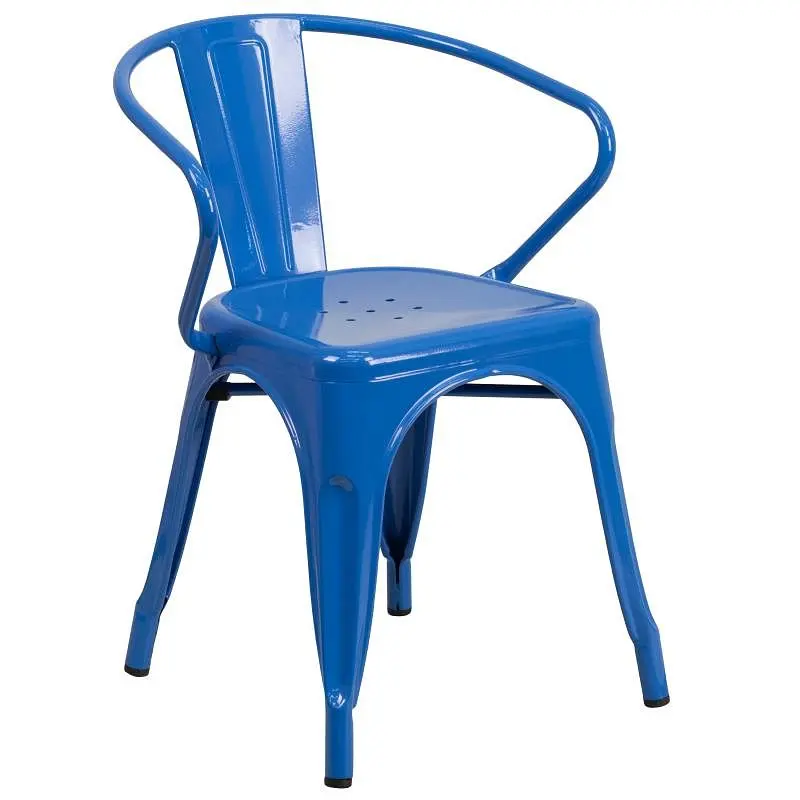 Flash Stylish Furniture Luna Commercial Grade Cobalt Metal Indoor-Outdoor Chair Arms, CH-31270-BL-GG Flash Furniture