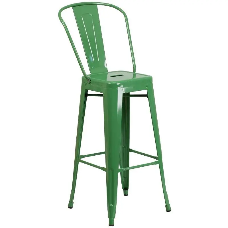 Flash Superior Furniture Kai Commercial Grade 30" High Hunter Green Metal Indoor-Outdoor Barstool Removable Back, CH-...