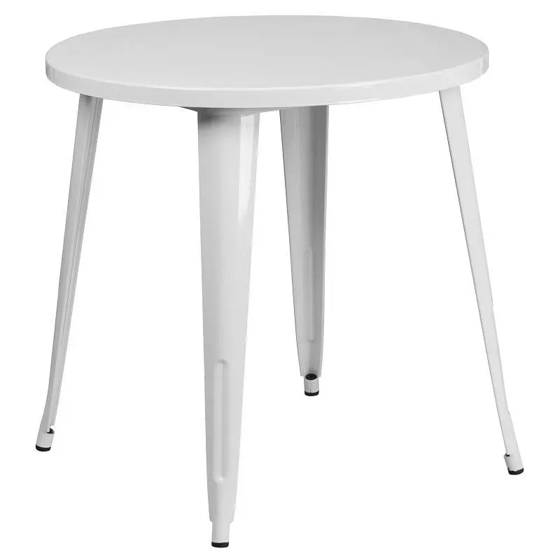 Flash Thick Furniture Jeffrey Commercial Grade 30" Round Pure White Metal Indoor-Outdoor Table, CH-51090-29-WH-GG Fla...