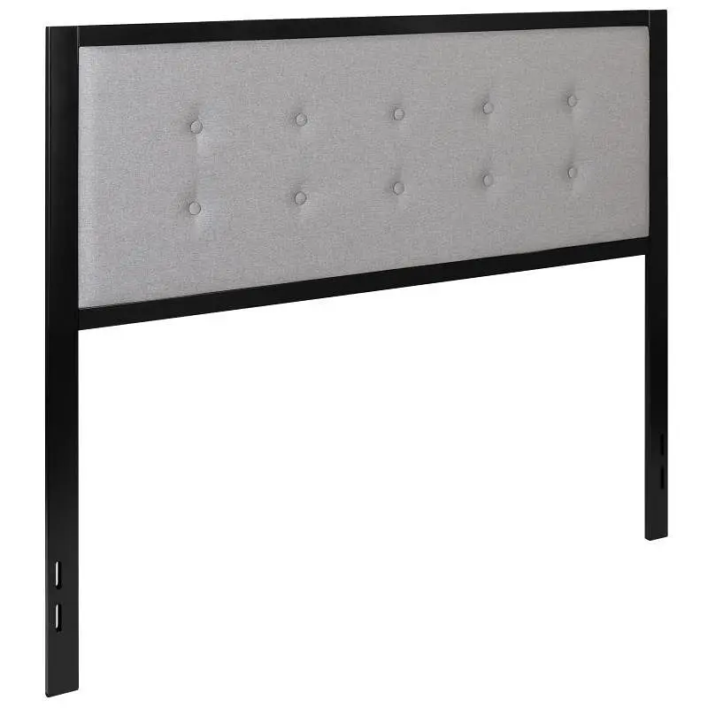 Flash Top-Quality Furniture Bristol Metal Tufted Upholstered Queen Size Headboard Light Graphite Fabric, HG-HB1725-Q-LG-GG...