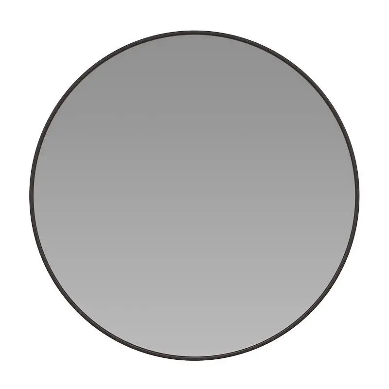 Flash Unique Furniture Julianne 30" Round Black Metal Framed Wall Mirror - Large Accent Mirror Bathroom, Vanity, Dini...