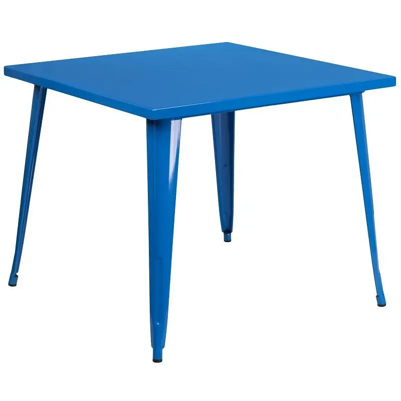 Flash Upgraded Furniture Parker Commercial Grade 35.5" Square Blue Metal Indoor-Outdoor Table, CH-51050-29-BL-GG Flas...