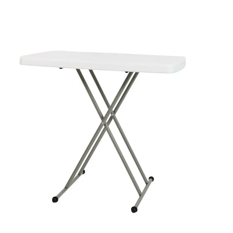 Flash UV-Resistant Furniture Elon 30" Granite White Indoor/Outdoor Plastic Folding Table, Adjustable Height Side Tabl...