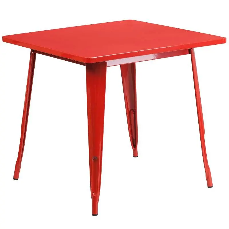 Flash Waterproof Furniture Felix Commercial Grade 31.5" Square Red Metal Indoor-Outdoor Table, ET-CT002-1-RED-GG Flas...