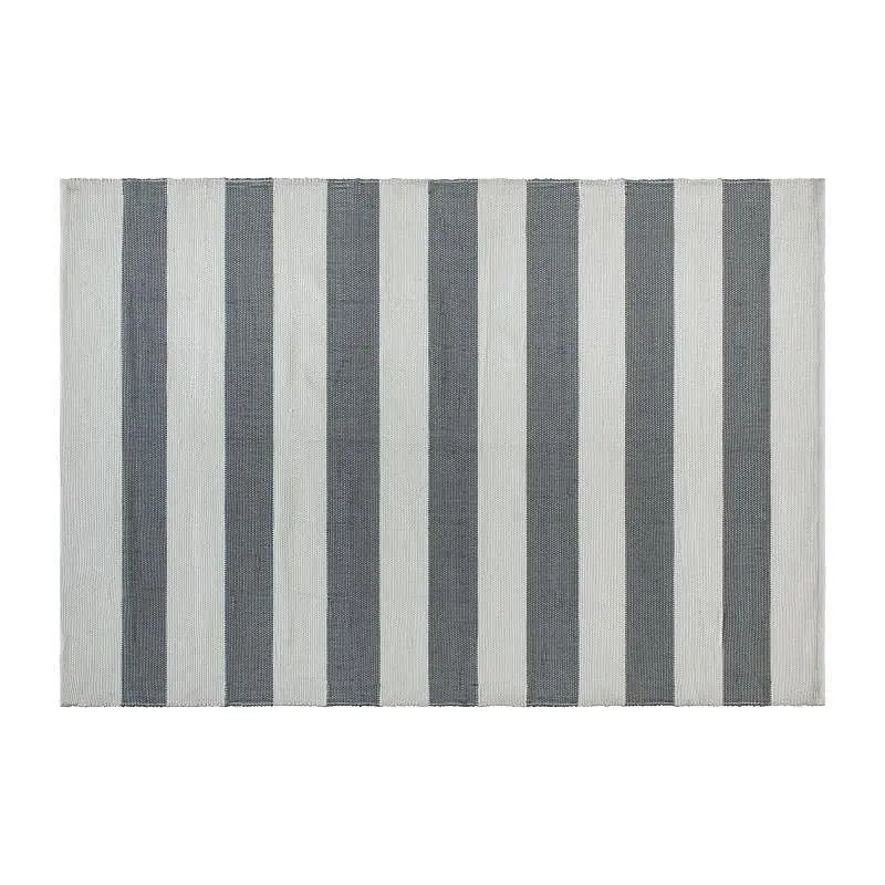 Flash Water-Resistant Furniture Melissa 5' x 7' Grey and White Striped Handwoven Indoor/Outdoor Cabana Style Sta...