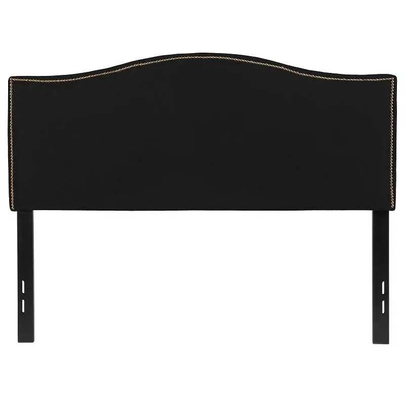 Flash Weather-Resistant Furniture Lexington Upholstered Full Size Headboard Accent Nail Trim Black Fabric, HG-HB1707-F-BK-...