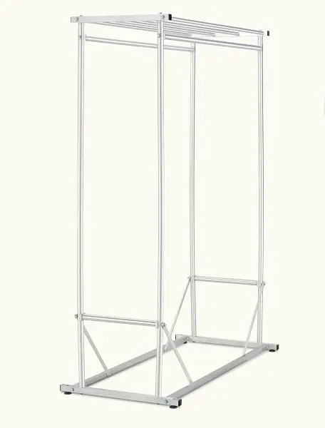 Glaro Industrial Wardrobe Rack, Satin Aluminum conclude, 4 ft, gliding/ no casters, 134-GL-SA