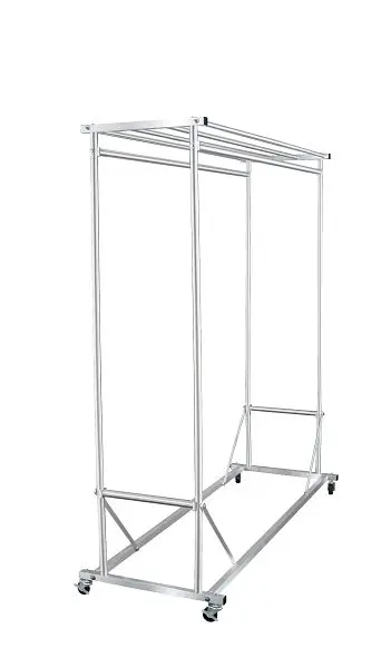 Glaro Wardrobe Rack, Satin 6061 Aluminum conclude, 5 ft, locking casters, 135-LC-SA