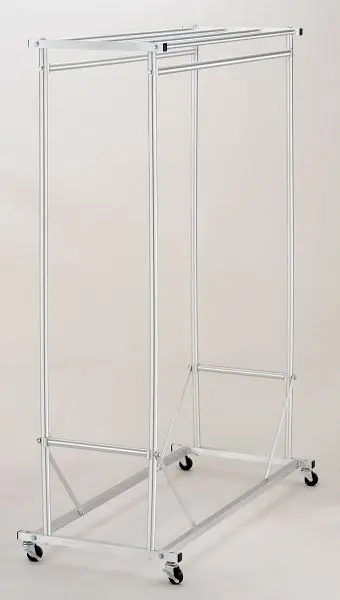 Glaro Wardrobe Rack, Satin Aluminium conclude, 3 ft, locking casters, 133-LC-SA