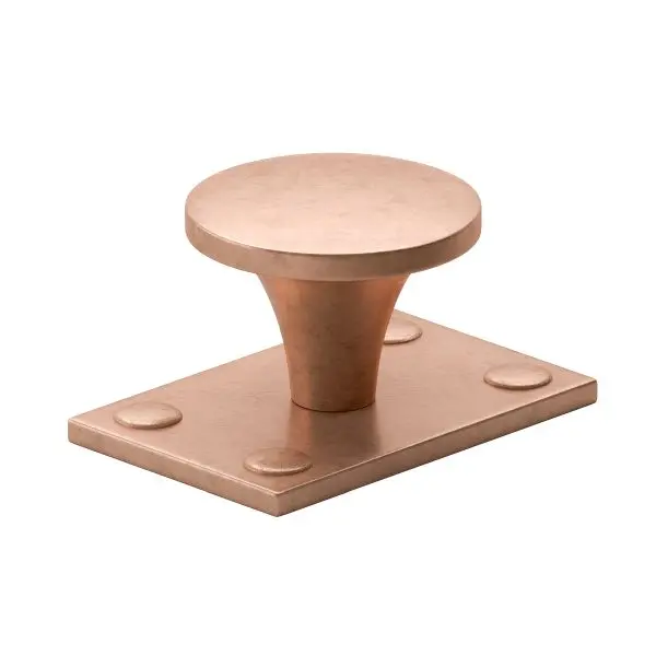 Richelieu 1 1/2-inch (38 mm) Exeter Electrolytic Copper, Traditional Round Cabinet Knob Rectangular Backplate, 658338194