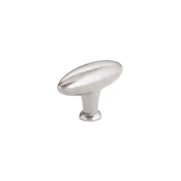 Richelieu 2 1/4-inch (58 mm) x 13/16-inch (20 mm) Newcastle Antique Sleek Nickel, Traditional Oval Cabinet Knob, 65655821186