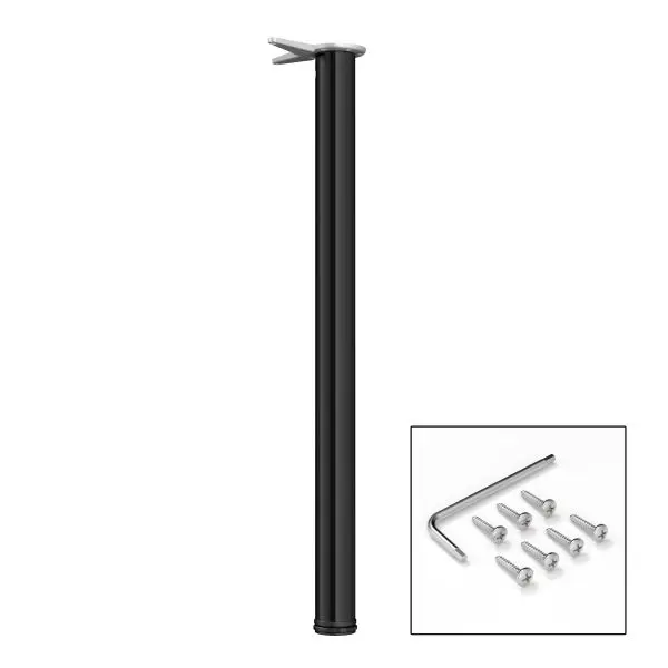 Richelieu 34 1/4-inch (870 mm) Round Metal High Table Leg Levelling Glide, Black Finish, Leg Diameter: 2 3/8 , 61587090