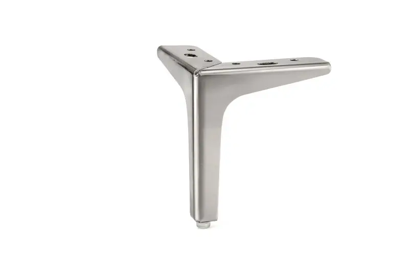 Richelieu 6 1/8-inch (155 mm) Modern Iron Corner Furniture Leg, Brushed Nickel Finish, 917135150195