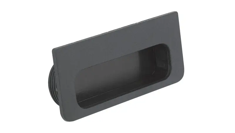 Richelieu 4 3/16-inch (107 mm) x 1 7/8-inch (48 mm) Matte Black Modern Recessed Cabinet Pull, 40250900