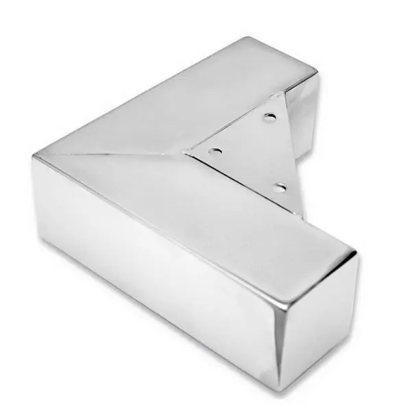 Richelieu 2 3/16-inch (56 mm) Modern Mild Steel Corner Furniture Leg, Chromium Finish, 6494150140