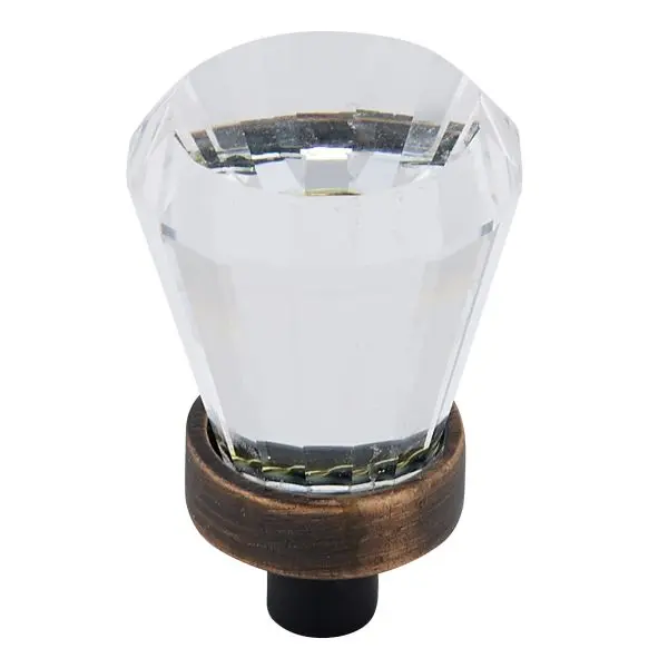 Richelieu 3/4-inch (19 mm) Crystal and Brushed Oil-Rubbed Bronze, Traditional Cabinet Knob, BP276BORB11