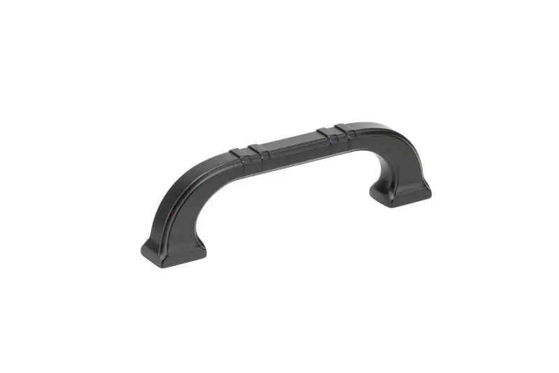 Richelieu 3 3/4-inch (96 mm) Matte Black Transitional Curved Cabinet Pull, BP865096900