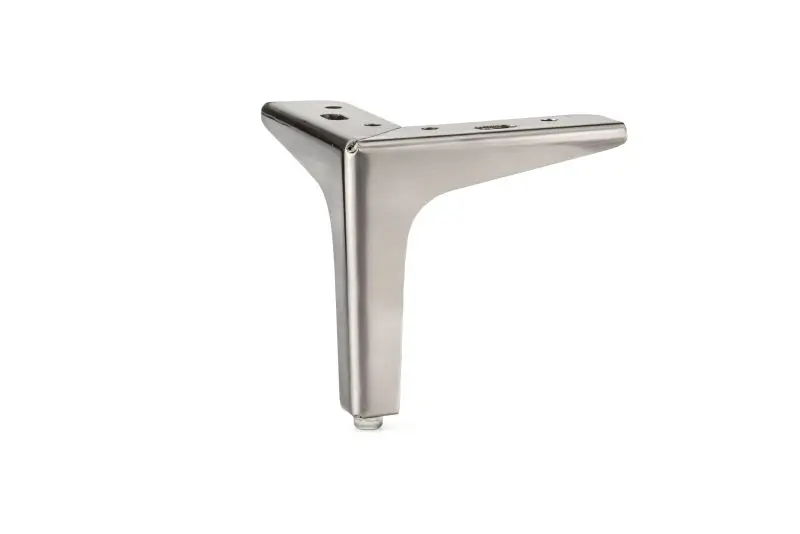 Richelieu 5 3/8-inch (136 mm) Modern Wrought Iron Corner Furniture Leg, Brushed Nickel-Plated Finish, 916135130195