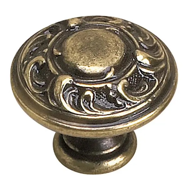Richelieu 1 3/8-inch (35 mm) Burnished Bronze, Traditional Round Cabinet Knob, 2440135BB