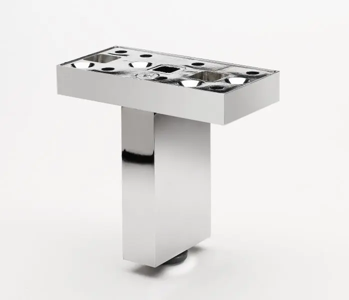 Richelieu 4-inch (100 mm) Modern Rectangular Aircraft Aluminum Furniture Leg Adjustable Influence and Levelling Glide, Chr...