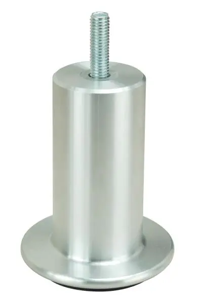Richelieu 4-inch (100 mm) Modern Round Metal Furniture Leg, Aluminum Finish, 530110010