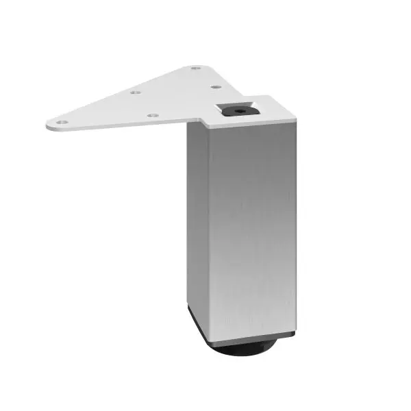 Richelieu (4-Kit) 4 3/4-inch (120 mm) Square Metal Furniture Leg Levelling Glide, Stainless Alloy Steel Finish, 555120170