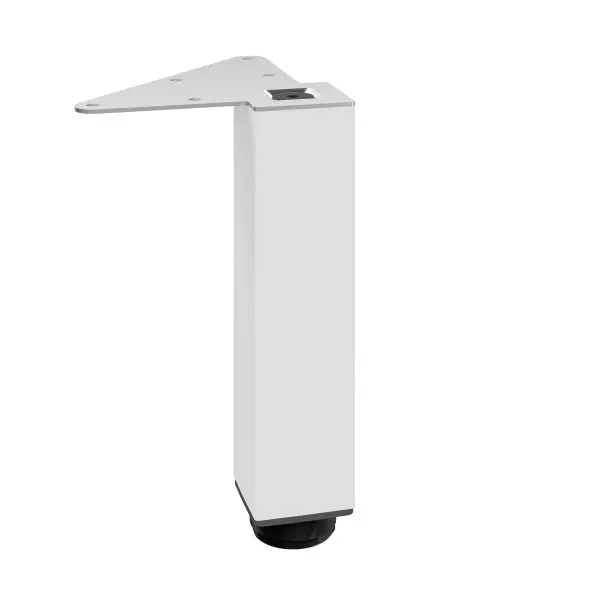 Richelieu (4-Pack) 7 7/8-inch (200 mm) Square Metal Furniture Leg Levelling Glide, Matte White Finish, 555200300