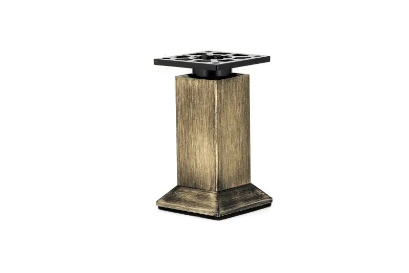 Richelieu 9 7/8-inch (250 mm) Vintage Square Aluminum Furniture Leg, Rustic Brass Finish, 64134250AB90