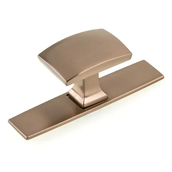 Richelieu Abbeydale Gatherion 1 11/16- (43 mm) x 1 1/4- (31 mm) Champagne Bronze Rectangular Closet Knob Backplate, BP2245...