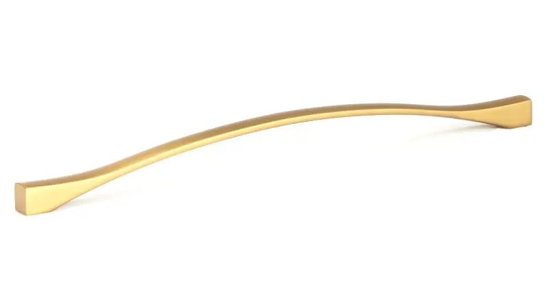 Richelieu ANSI-Rated Palmi Gatherion 8 13/16-inch (224 mm) Aurum Brushed Gold Modern Arched Cabinet Pull, BP8232224158