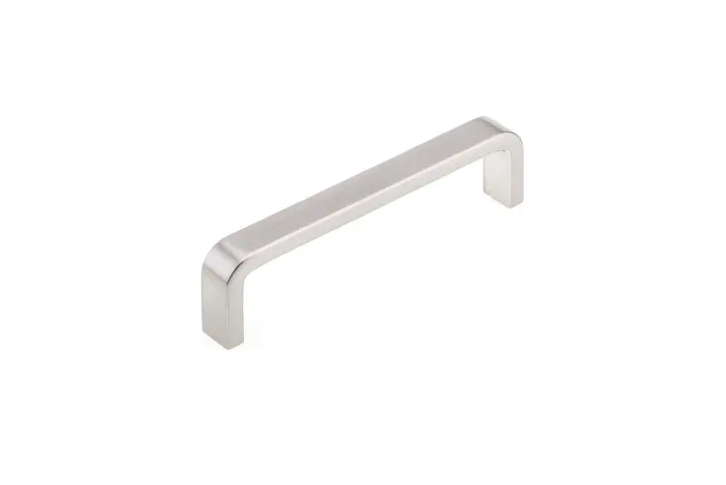 Richelieu Arlington Gatherion 4-inch (102 mm) Brushed Nickel-Plated Modern Curved Rectangular Cabinet Pull, BP240195