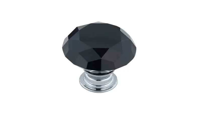 Richelieu Bolzano Gatherion 1 9/16-inch (40 mm) Matte Black Crystal and Chromium Modern Round Cabinet Knob, BP30304014090