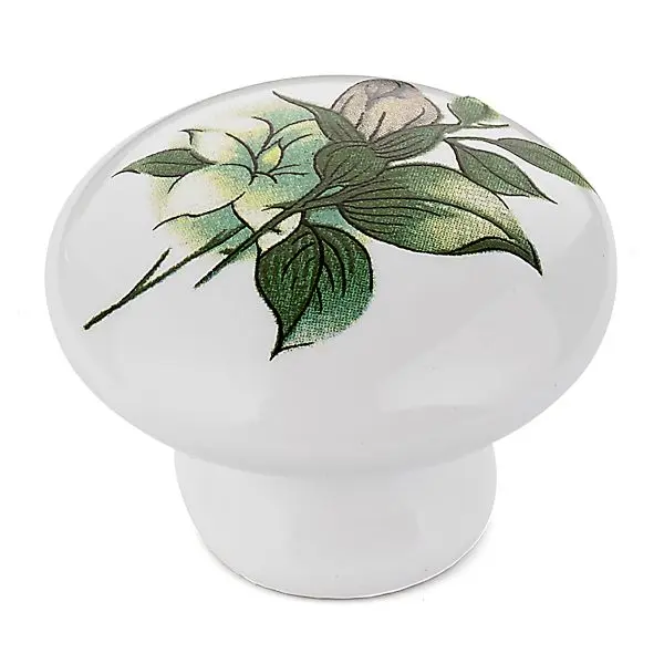 Richelieu Bourges Gatherion 1 3/8-inch (35 mm) Hunter Green Flower Pattern Eclectic Round Cabinet Knob, BP336121266