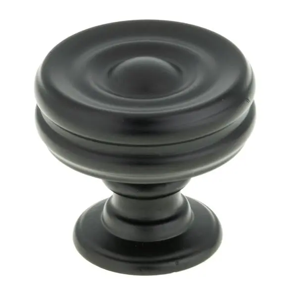 Richelieu Britannia Gatherion 1 3/8-inch (35 mm) Matte Midnight Black Modern Round Cabinet Knob, BP872535900