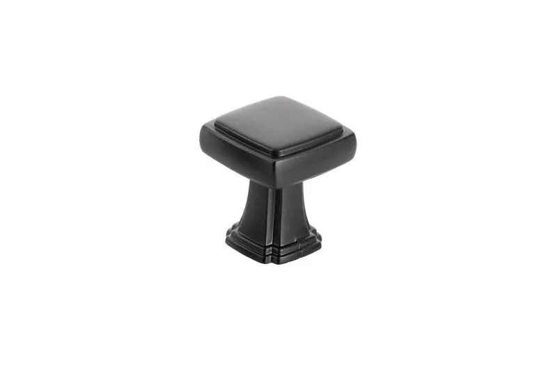 Richelieu Burano Gatherion 1 1/8-inch (28 mm) Matte Black Transitional Square Cabinet Knob, BP867528900