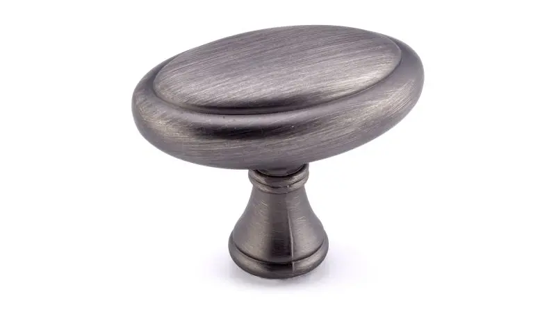 Richelieu Candiac Gatherion 1 9/16-inch (40 mm) x 15/16-inch (24 mm) Antique Nickel, Traditional Oval Cabinet Knob, BP7904...