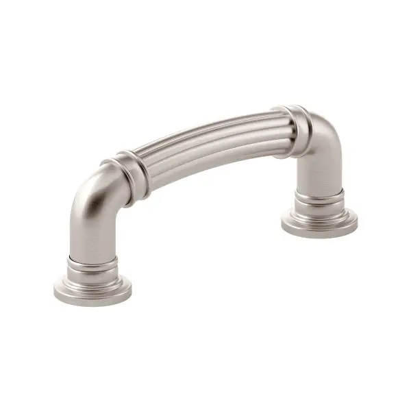 Richelieu Casoria Gatherion 3-inch (76 mm) Fluted Textured Finish Satin Nickel, Traditional Round Cabinet Pull, BP88183195