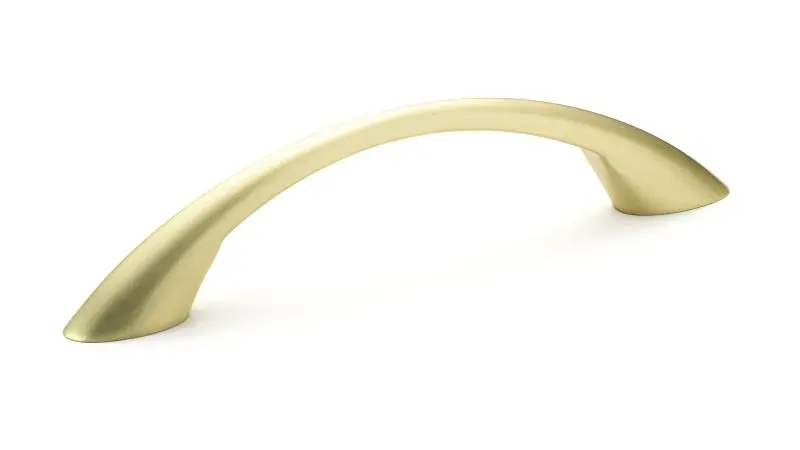 Richelieu Certified-Safe Charleston Gatherion 3 3/4-inch (96 mm) Satin Brass Modern Arched Cabinet Pull, BP65017160