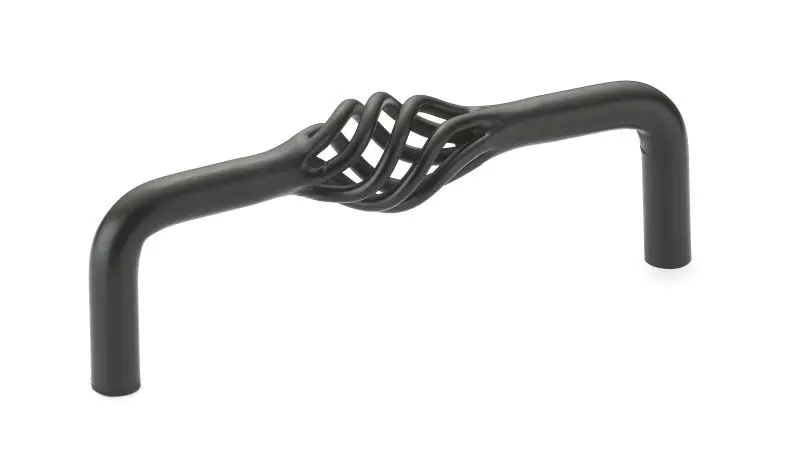 Richelieu Champs-Élysées Gatherion 4-inch (102 mm) Matte Black, Traditional Cabinet Birdcage Pull, BP106100900