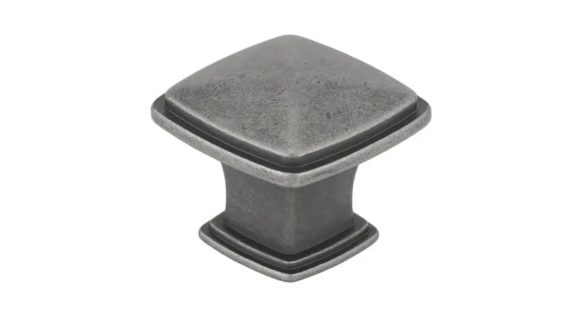 Richelieu Charlemagne Gatherion 1 1/4-inch (31 mm) Pewter Transitional Square Cabinet Knob, BP81091142