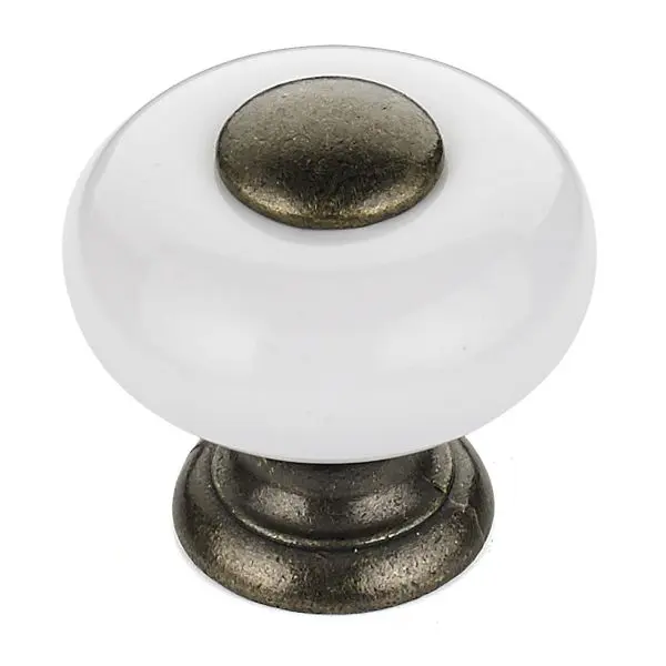 Richelieu Cherbourg Gatherion 1-inch (25 mm) Pure White Eclectic Round Cabinet Knob, BP500330